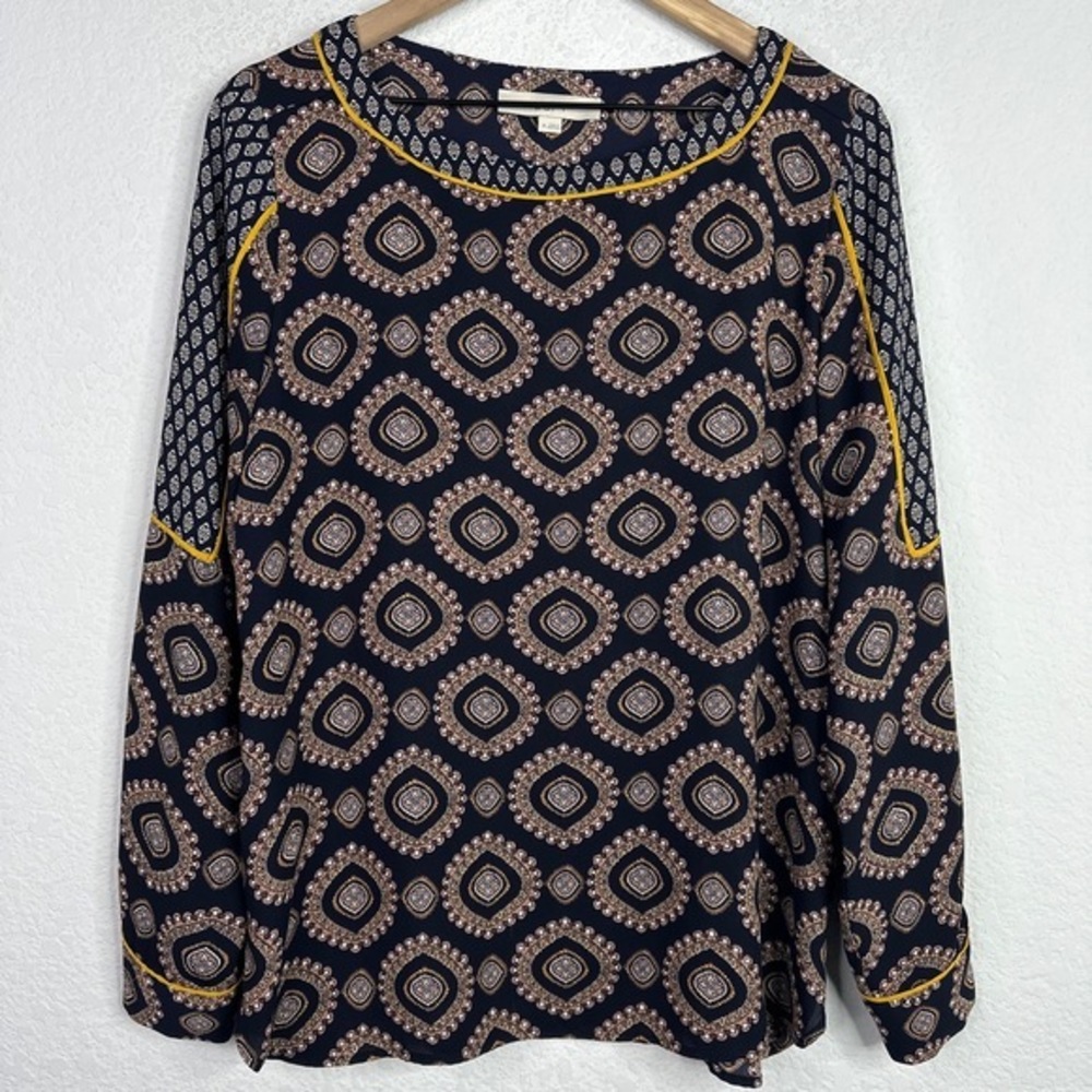 Ann Taylor‎ LOFT Shirt Womens Medium Geometric Abstract Hippie Gypsy Boho Blouse
